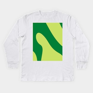 Boho abstract green pastel swirl pattern Kids Long Sleeve T-Shirt